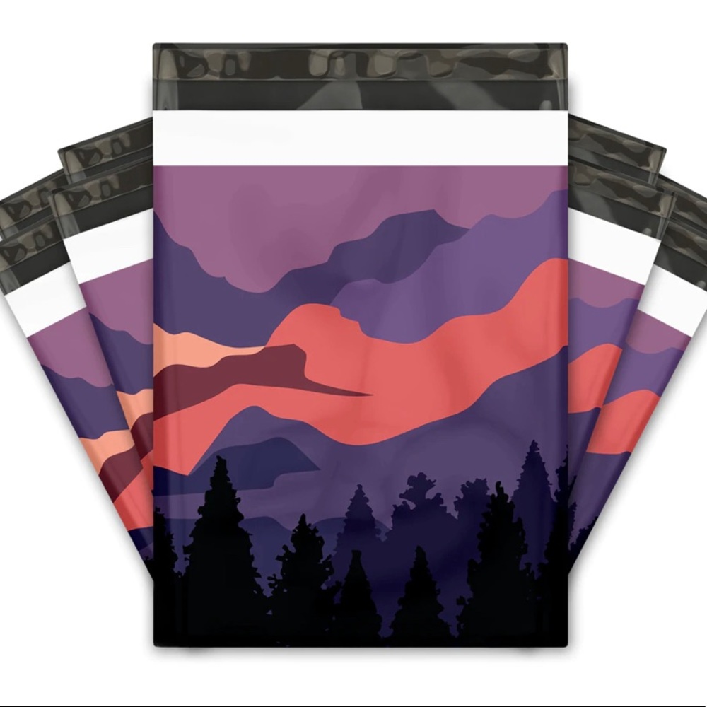 25 10X13 Bags Poly Mailers, Mountain Sunset Shipping Envelopes PRICE FIRM Fall - Picture 9 of 10